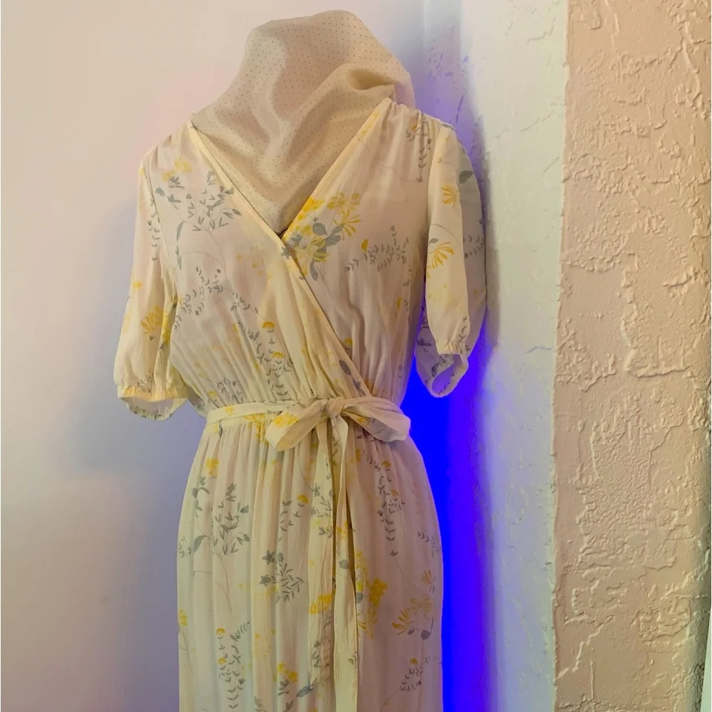 Lucky Sophie Maxi Pale Yellow Wrap Dress - Picture 2 of 7